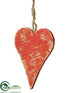 Silk Plants Direct Heart Ornament - Red Antique - Pack of 24