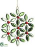 Silk Plants Direct Medallion Ornament - Red Green - Pack of 12