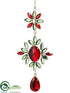 Silk Plants Direct Drop Ornament - Red Green - Pack of 12
