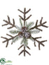 Silk Plants Direct Pine, Cone Snowflake Ornament - Green Snow - Pack of 4