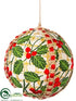Silk Plants Direct Ball Ornament - Green Red - Pack of 4