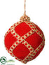 Silk Plants Direct Ball Ornament - Red Beige - Pack of 3
