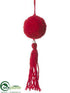 Silk Plants Direct Pompom Ball Ornament - Red - Pack of 6