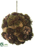 Silk Plants Direct Pompom, Pine Cone Ball Ornament - Green Brown - Pack of 2