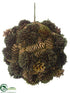 Silk Plants Direct Pompom, Pine Cone Ball Ornament - Green Brown - Pack of 4