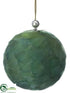 Silk Plants Direct Feather Ball Ornament - Green Silver - Pack of 6