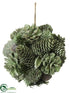 Silk Plants Direct Pine Cone Ball Ornament - Green Ice - Pack of 6