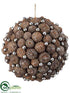 Silk Plants Direct Ball Ornament - Brown Silver - Pack of 6