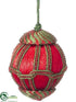 Silk Plants Direct Cord Ball Ornament - Red Green - Pack of 6