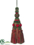 Silk Plants Direct Tassel Ornament - Red Green - Pack of 4