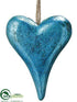 Silk Plants Direct Heart Ornament - Aqua - Pack of 6