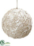 Silk Plants Direct Paper Bark Ball Ornament - White - Pack of 8