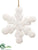 Star Ornament - White Glittered - Pack of 8