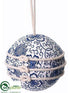 Silk Plants Direct Ball Ornament - Blue - Pack of 6