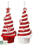 Silk Plants Direct Candy Cone Ornament - Red White - Pack of 24