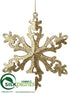 Silk Plants Direct Snowflake Ornament - Gold - Pack of 36