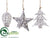 Finial, Tree, Star Ornament - White Brown - Pack of 8