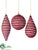 Glittered Ball, Teardrop, Finial Ornament - Red White - Pack of 4