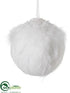 Silk Plants Direct Beaded Feather Ball Ornament - White - Pack of 12