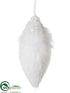 Silk Plants Direct Beaded Feather Finial Ornament - White - Pack of 12