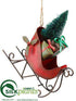 Silk Plants Direct Sleigh Ornament - Red Green - Pack of 6