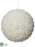 Silk Plants Direct Ball Ornament - White - Pack of 6