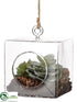 Silk Plants Direct Echeveria, Pine Cone Glass Ornament - Green - Pack of 4