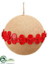 Silk Plants Direct Burlap Ball Ornament - Brown Red - Pack of 6