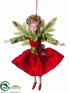 Silk Plants Direct Fairy Ornament - Red Green - Pack of 2