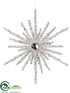 Silk Plants Direct Glitter Rhinestone Starburst Ornament - White - Pack of 24