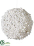 Silk Plants Direct Glitter, Beaded Ball Ornament - White - Pack of 4