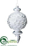 Silk Plants Direct Finial Ornament - Silver - Pack of 12