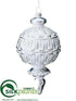 Silk Plants Direct Finial Ornament - Silver - Pack of 12