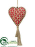 Silk Plants Direct Jute, Crochet Heart Ornament - Red Natural - Pack of 6