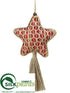 Silk Plants Direct Jute, Crochet Star Ornament - Red Natural - Pack of 6