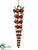 Bell Icicle Drop Ornament - Red White - Pack of 2