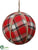 Plaid Ball Ornament - Red - Pack of 2