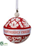 Silk Plants Direct Merry Christmas Ball Ornament - Red White - Pack of 12