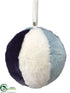 Silk Plants Direct Ball Ornament - Blue Cream - Pack of 6