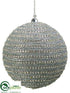 Silk Plants Direct Jewel Cord Ball Ornament - Silver - Pack of 4