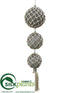 Silk Plants Direct Jewel Net Ball Ornament - Silver Gray - Pack of 2