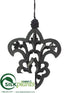 Silk Plants Direct Wood Fleur-De-Lys Ornament - Black - Pack of 6