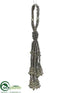 Silk Plants Direct Beaded Tassel Ornament - Silver Antique - Pack of 12