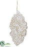 Silk Plants Direct Lace Finial Ornament - White Natural - Pack of 36