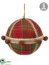 Silk Plants Direct Plaid Ball Ornament - Red Green - Pack of 6