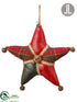 Silk Plants Direct Plaid Star Ornament - Red Green - Pack of 6