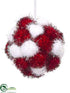 Silk Plants Direct Ball Ornament - Red White - Pack of 6