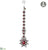 Rhinestone Starburst Ornament - Red Silver - Pack of 6