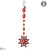 Rhinestone Drop Starburst Ornament - Red Gold - Pack of 6