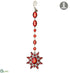 Silk Plants Direct Rhinestone Drop Starburst Ornament - Red Gold - Pack of 6